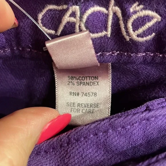 NWT CACHE vintage purple skinny stretch ankle jeans mid rise size 4 - Picture 5 of 9